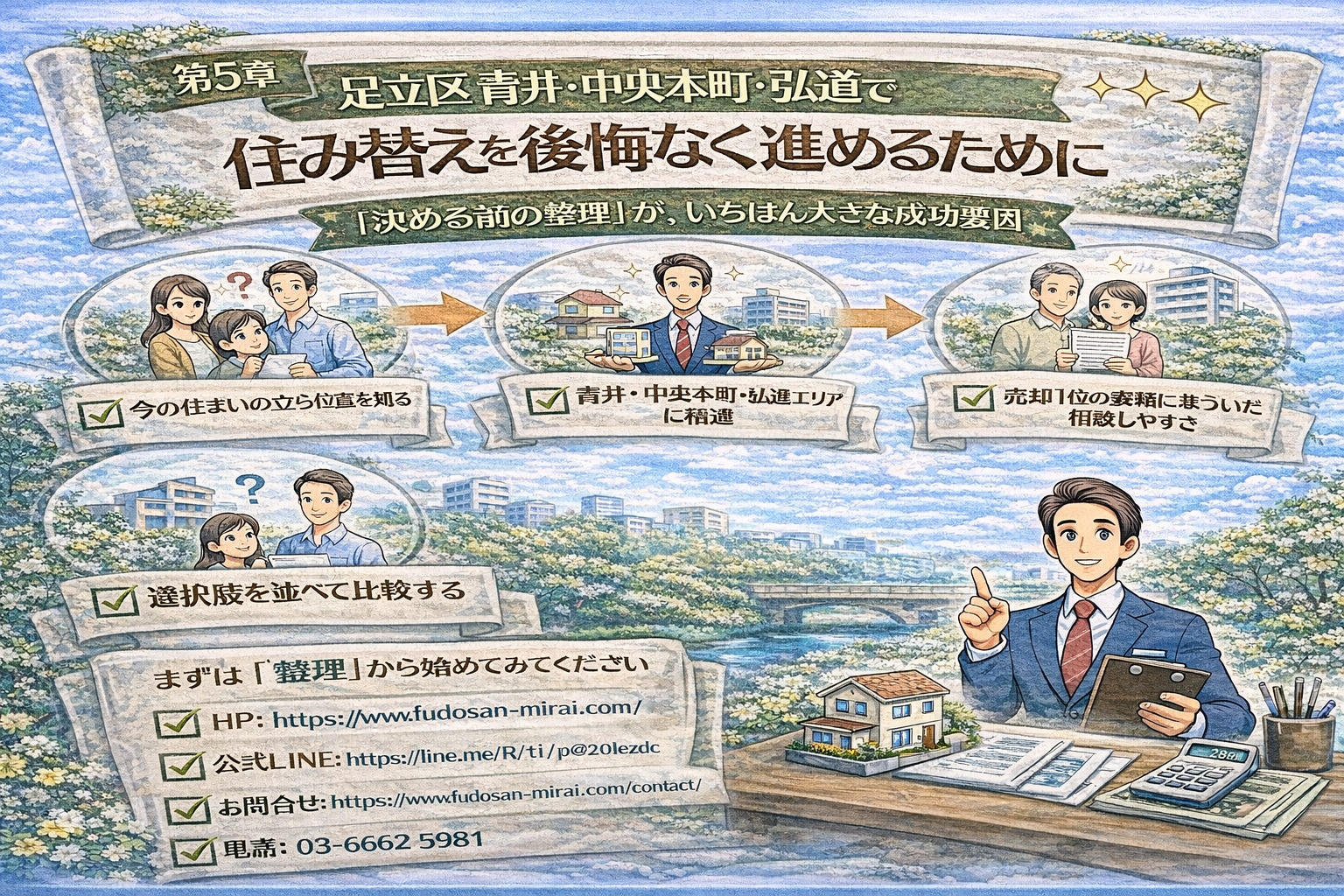 足立区青井・中央本町・弘道で後悔しない住み替えをまとめたイメージ