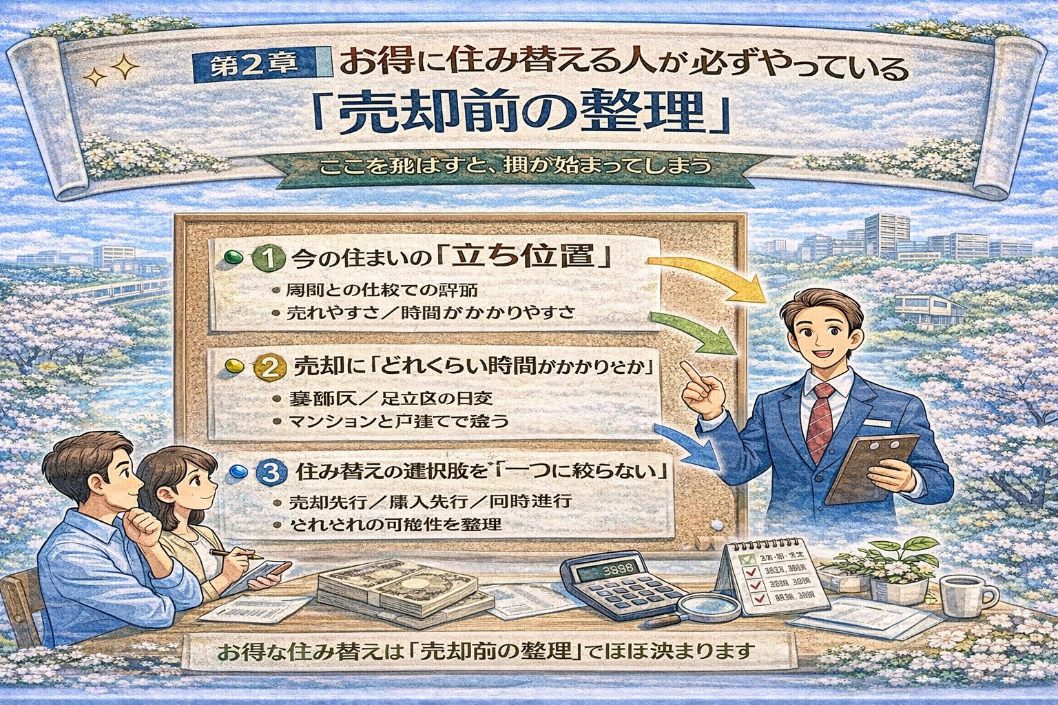 売却前に整理すべきポイントをまとめたイメージ