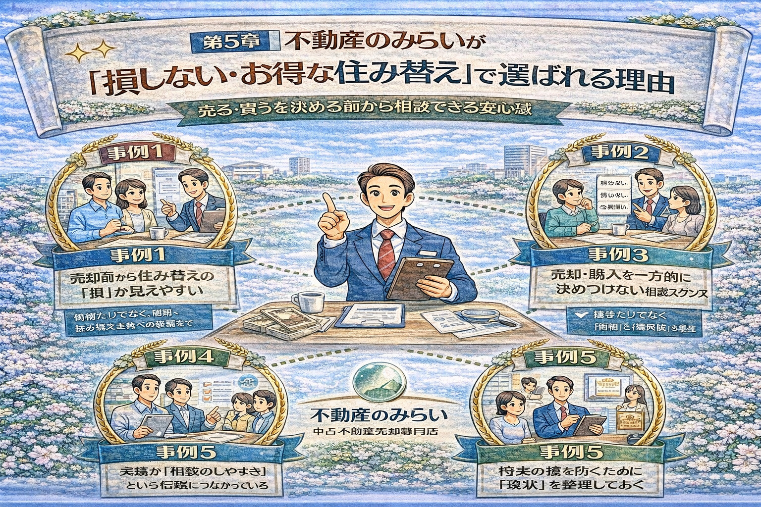 不動産のみらいが選ばれる理由を表現したイラスト