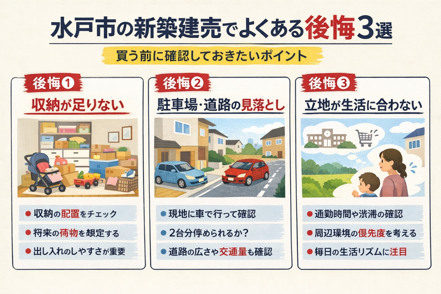 水戸市の新築建売でよくある後悔3選の画像