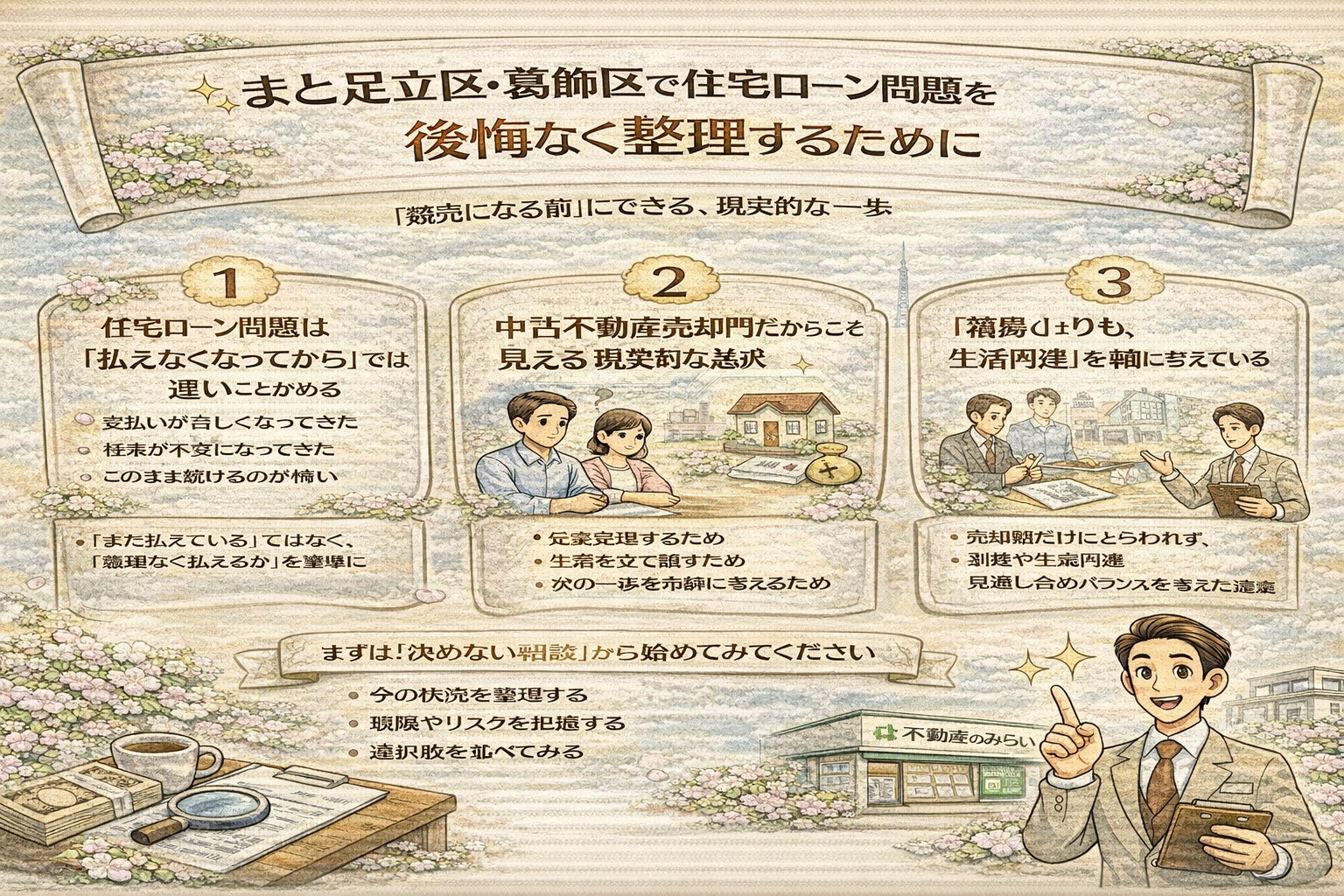 住宅ローン問題を後悔なく整理する考え方をまとめたイメージ