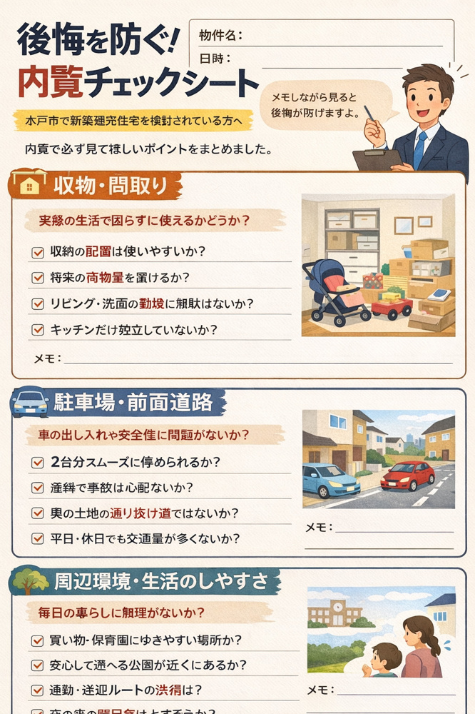 後悔を防ぐ！内覧チェックシート！の画像