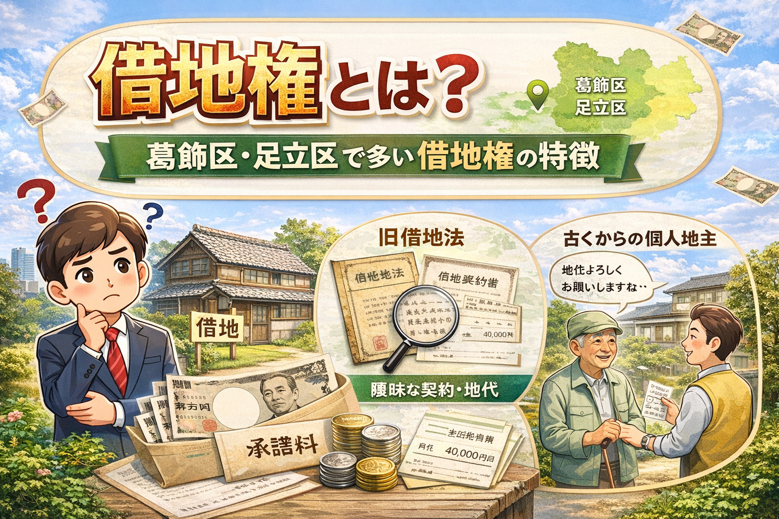 葛飾区・足立区で多い借地権の特徴と仕組みを解説するイメージ