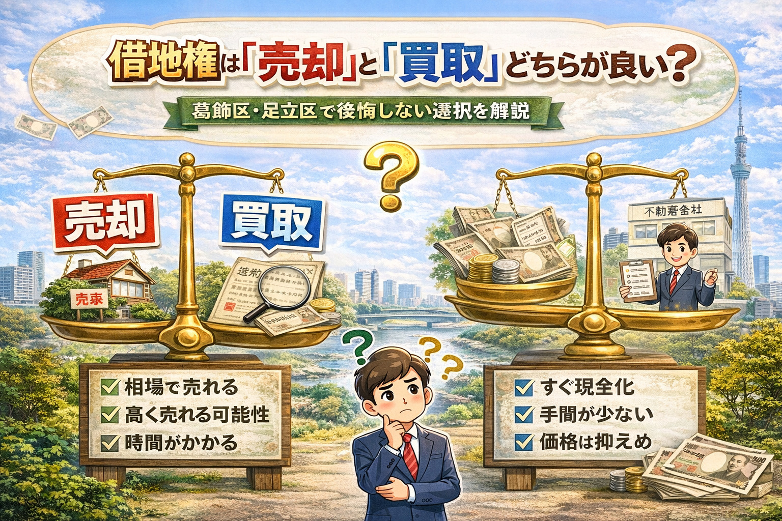 借地権の売却と買取を比較し判断する葛飾区・足立区の事例イメージ