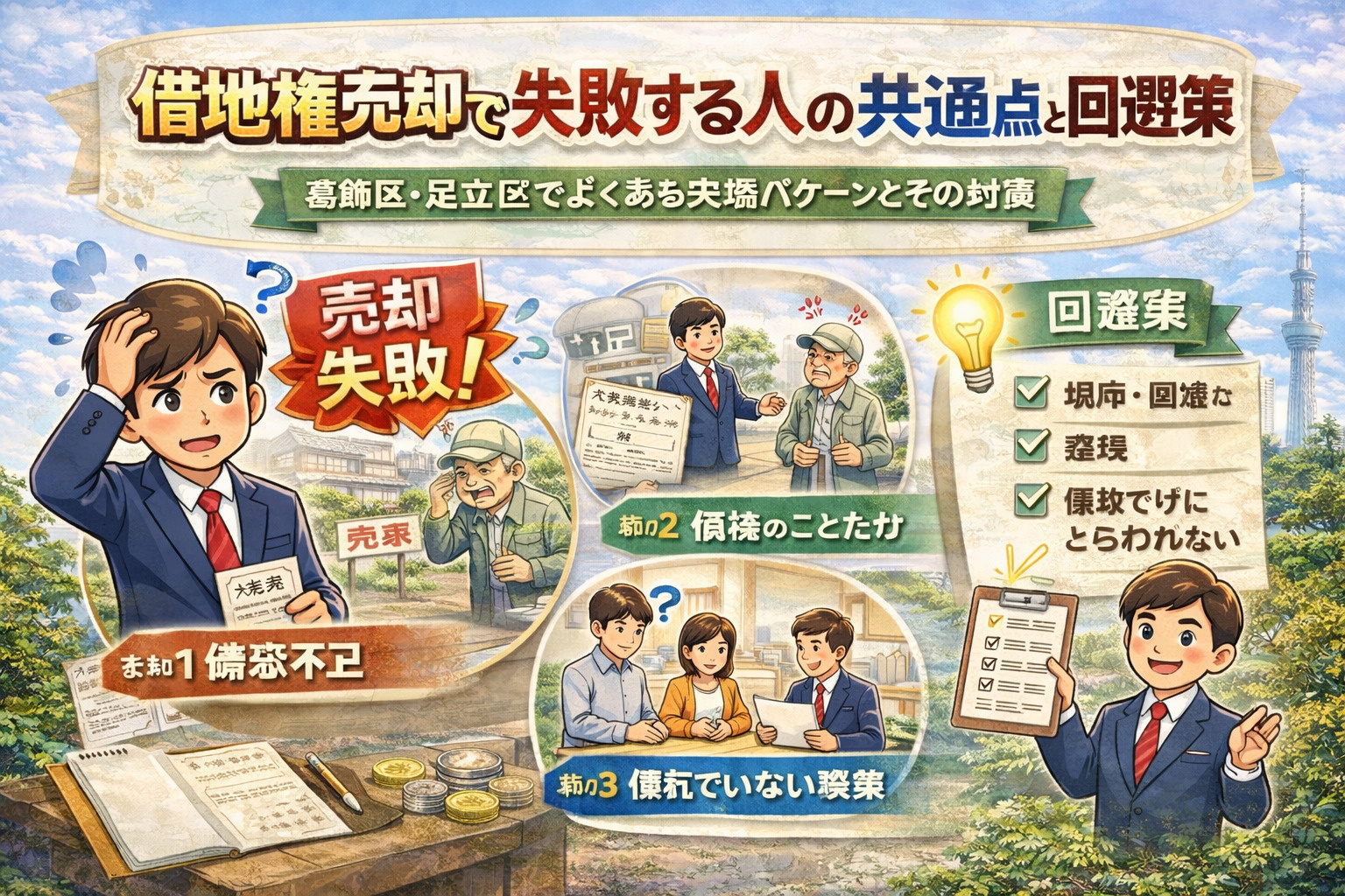 借地権売却で失敗しないための注意点を解説するイメージ