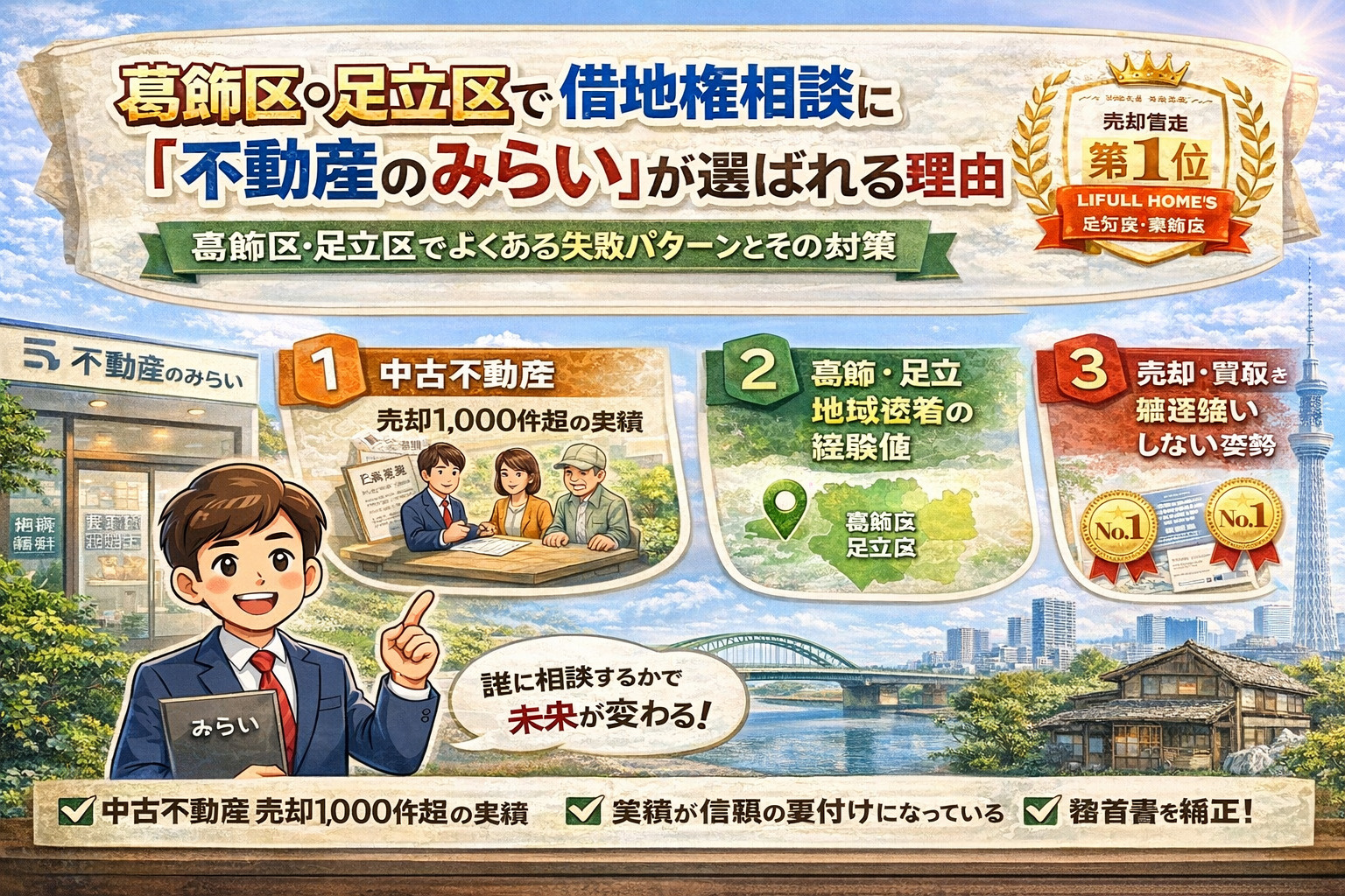 葛飾区・足立区で借地権相談に選ばれる不動産のみらいのイメージ