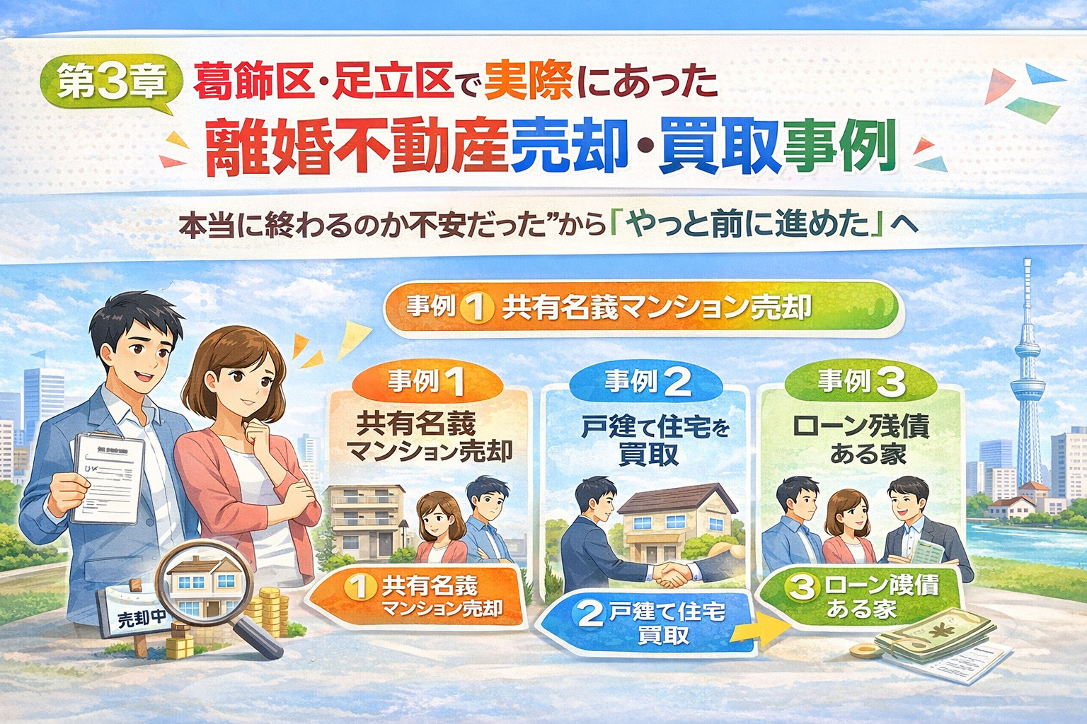 葛飾区・足立区で実際にあった離婚不動産売却・買取の成功事例イメージ
