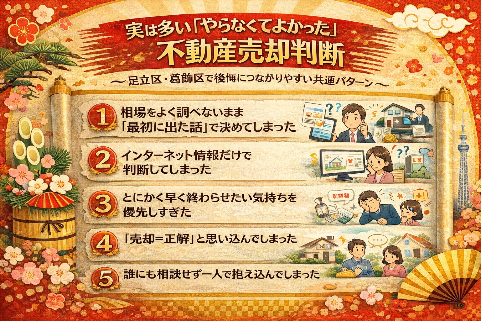 足立区・葛飾区の不動産売却でやらなくてよかった失敗例