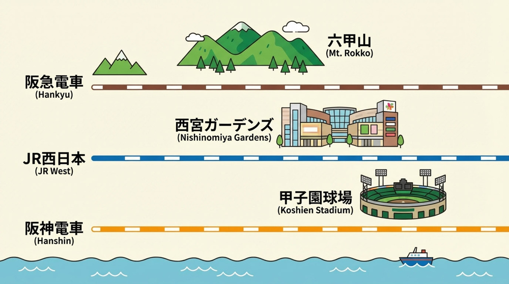 西宮の阪急・JR・阪神を徹底比較｜沿線別住みやすさと不動産相場の画像