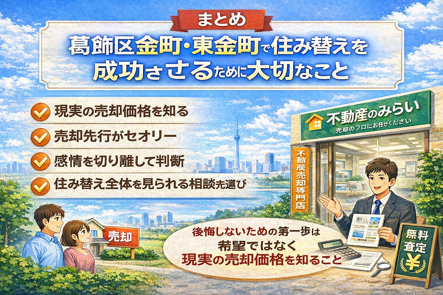 葛飾区金町・東金町で後悔しない住み替え不動産売却のまとめ