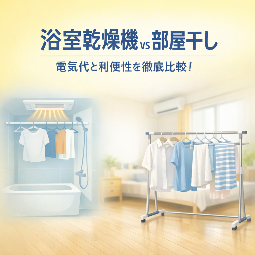 浴室乾燥機 vs 部屋干し。電気代と利便性を徹底比較！の画像