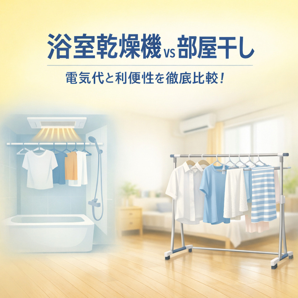 浴室乾燥機 vs 部屋干し。電気代と利便性を徹底比較！の画像