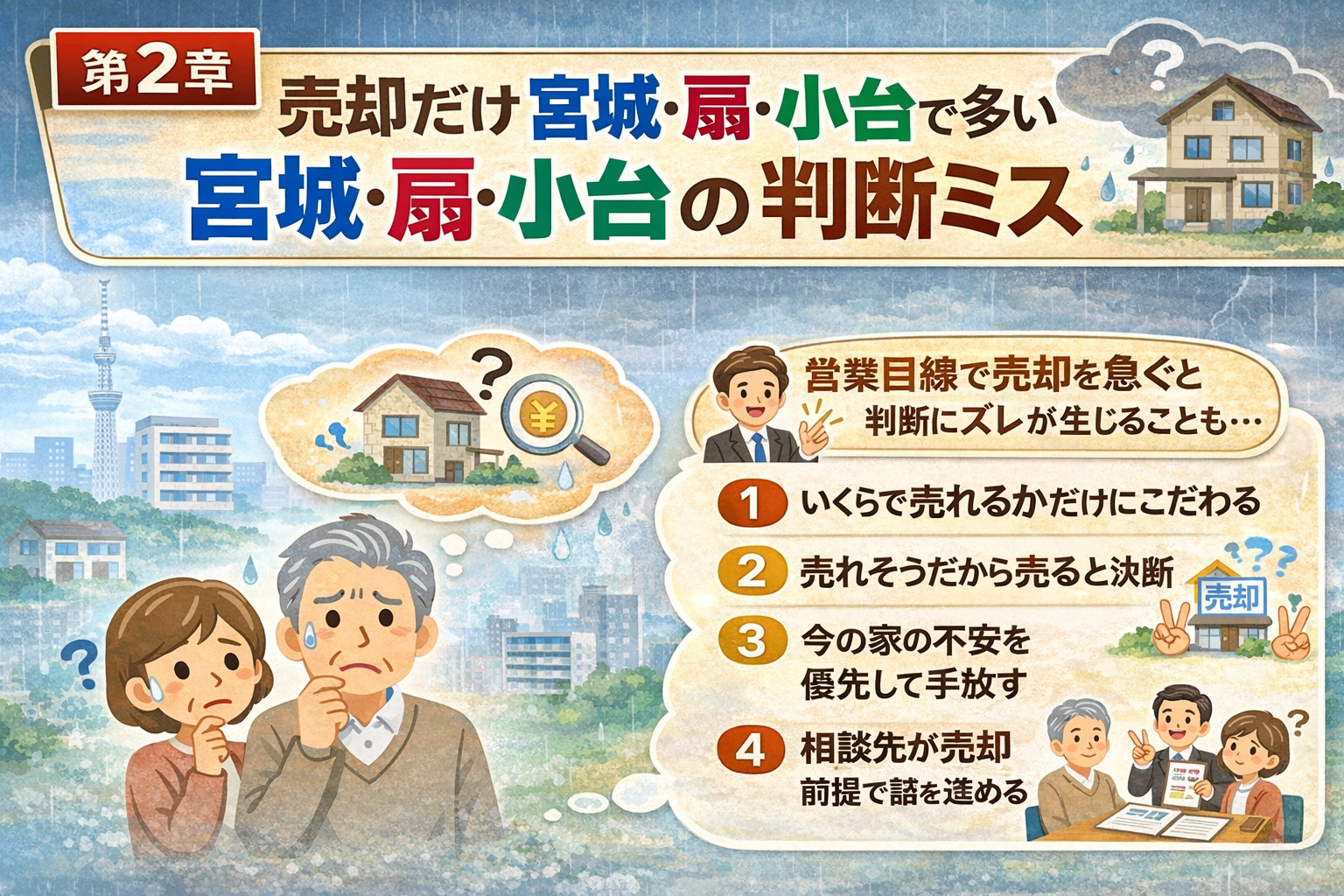 宮城・扇・小台で売却先行により起きやすい判断ミスを解説した画像