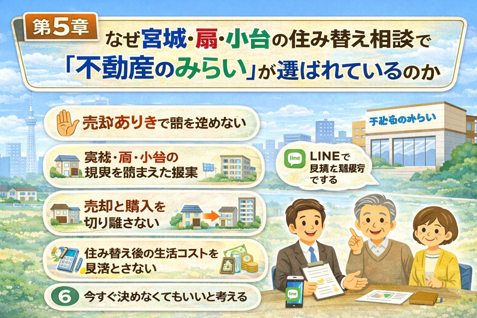 足立区宮城・扇・小台の住み替え相談で不動産のみらいが選ばれる理由の画像