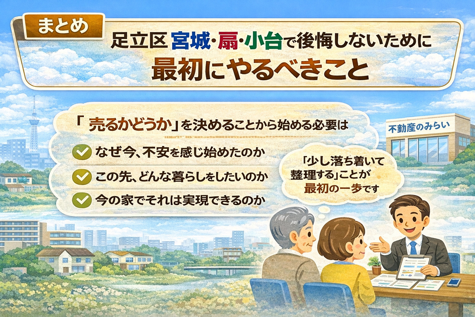 足立区宮城・扇・小台で後悔しない住み替えの進め方をまとめた画像