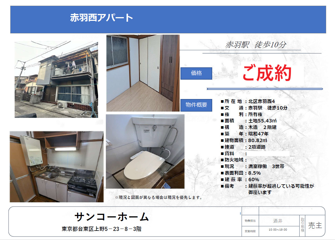 北区赤羽西の収益物件の画像
