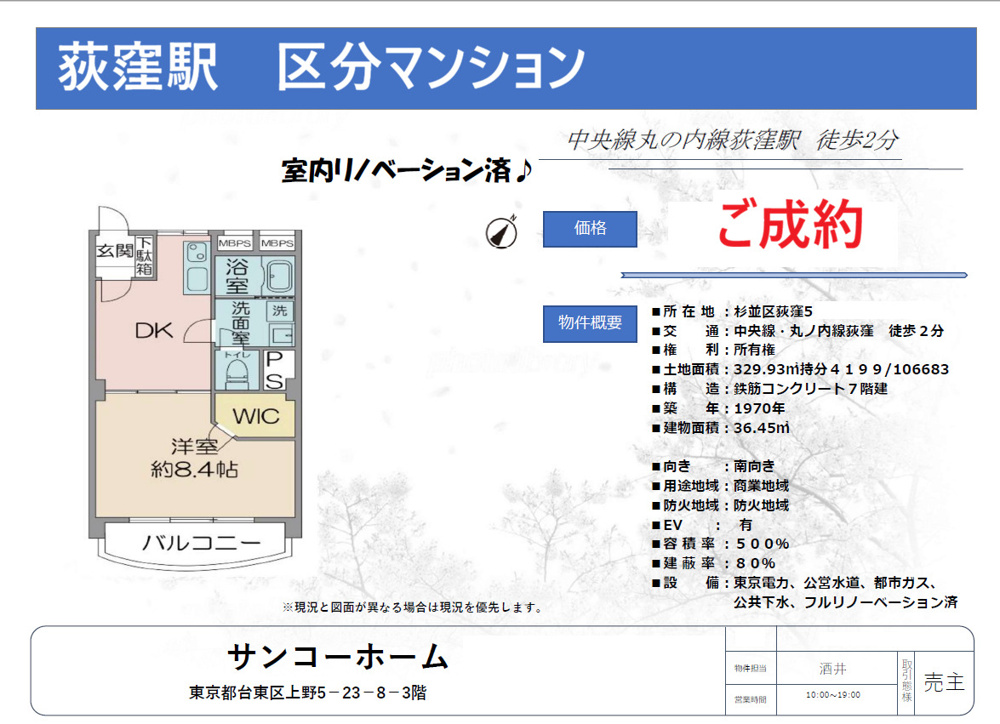 荻窪駅の区分マンションの画像