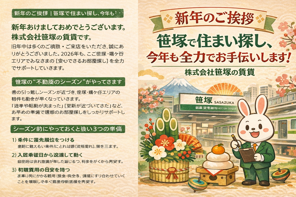 新年のご挨拶｜笹塚で住まい探し、今年も全力でお手伝いしますの画像