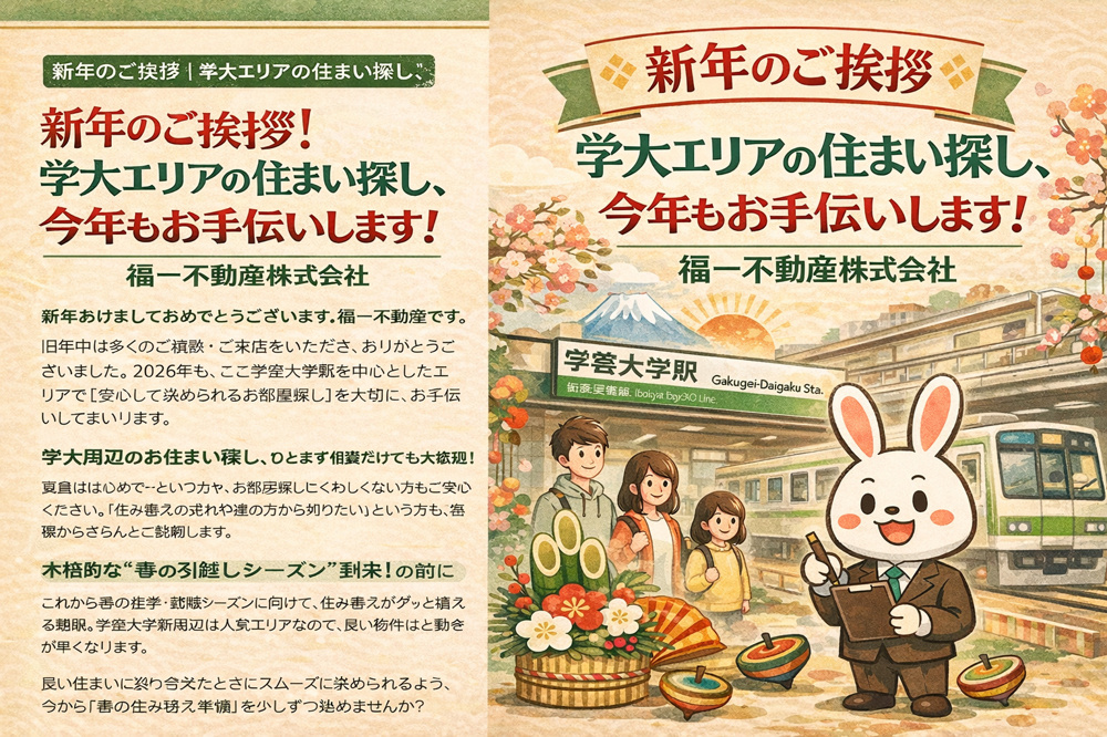 新年のご挨拶｜学大エリアの住まい探し、今年も全力でお手伝いしますの画像
