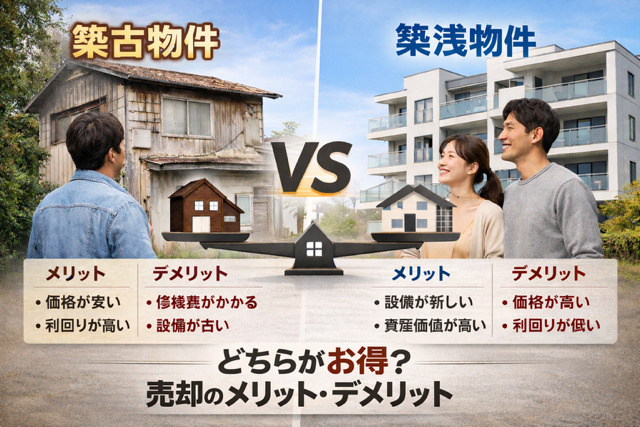 築浅物件と築古物件売却どちらがお得か？メリットやデメリットを比較して解説の画像