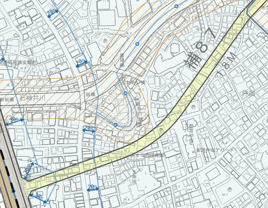 仲宿周辺の第五次優先整備路線