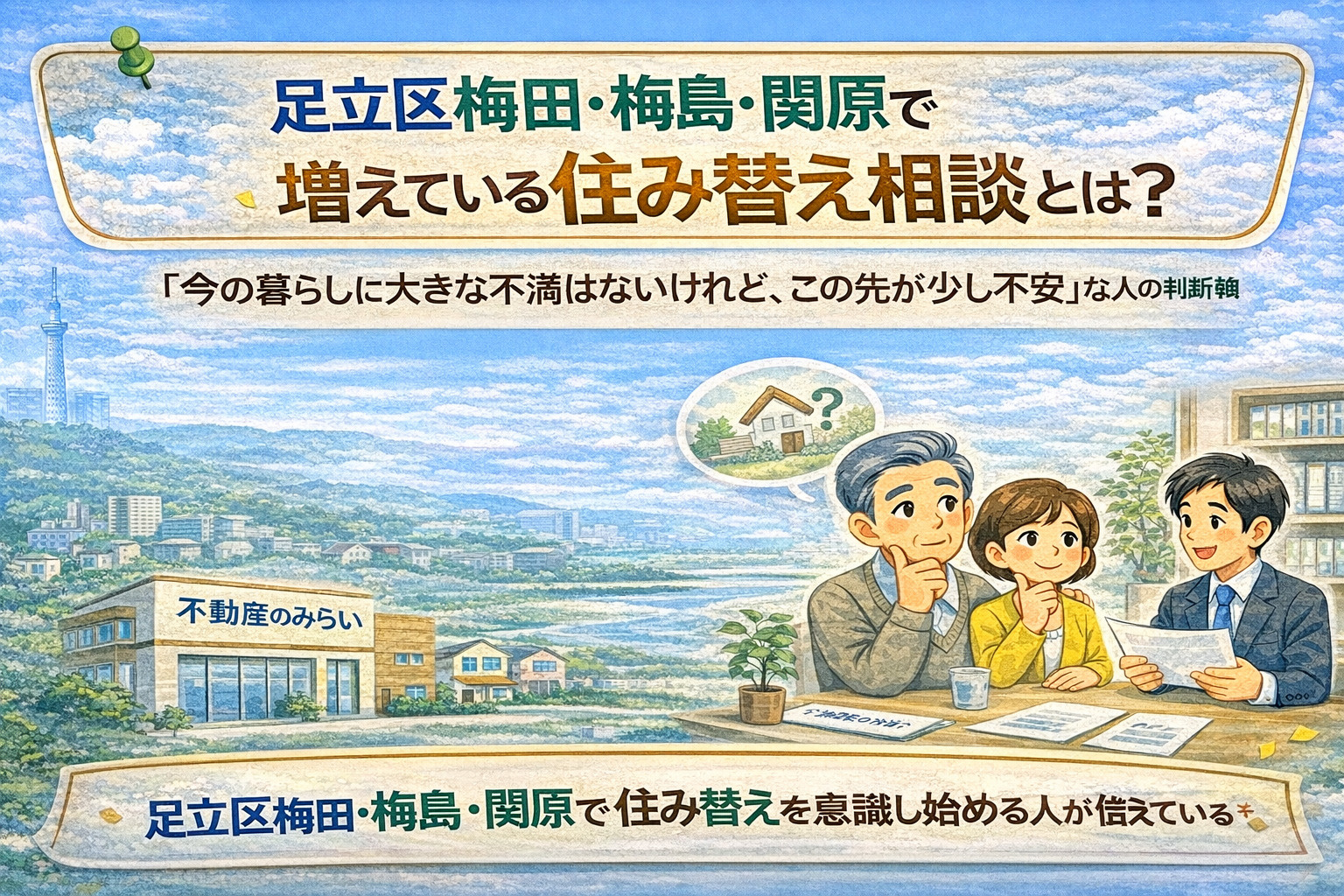 足立区梅田・梅島・関原で増えている住み替え相談とは？ 「今の暮らしに大きな不満はないけれど、この先が少し不安」な人の判断軸の画像