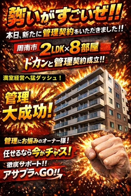 勢いがすごいぜ！本日、新たに管理契約をいただきましたの画像