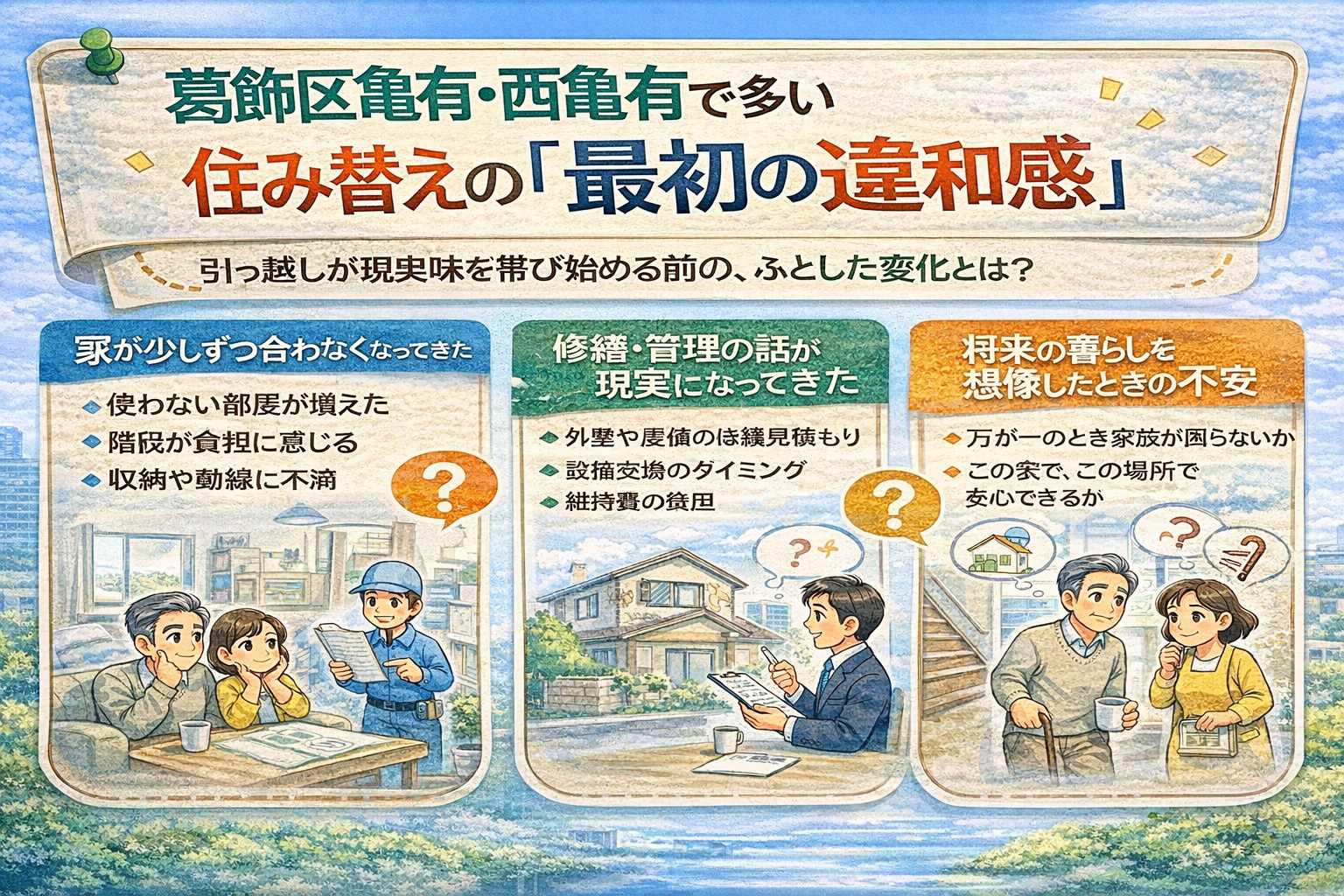 亀有・西亀有で多い住み替えの最初の違和感を解説したイメージ