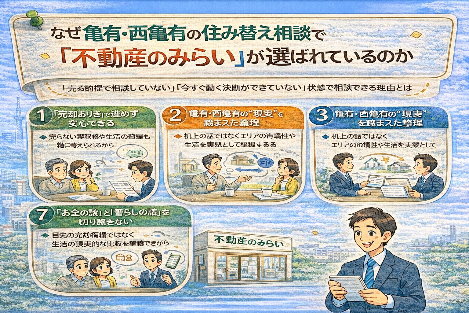 亀有・西亀有の住み替え相談で不動産のみらいが選ばれる理由を解説したイメージ