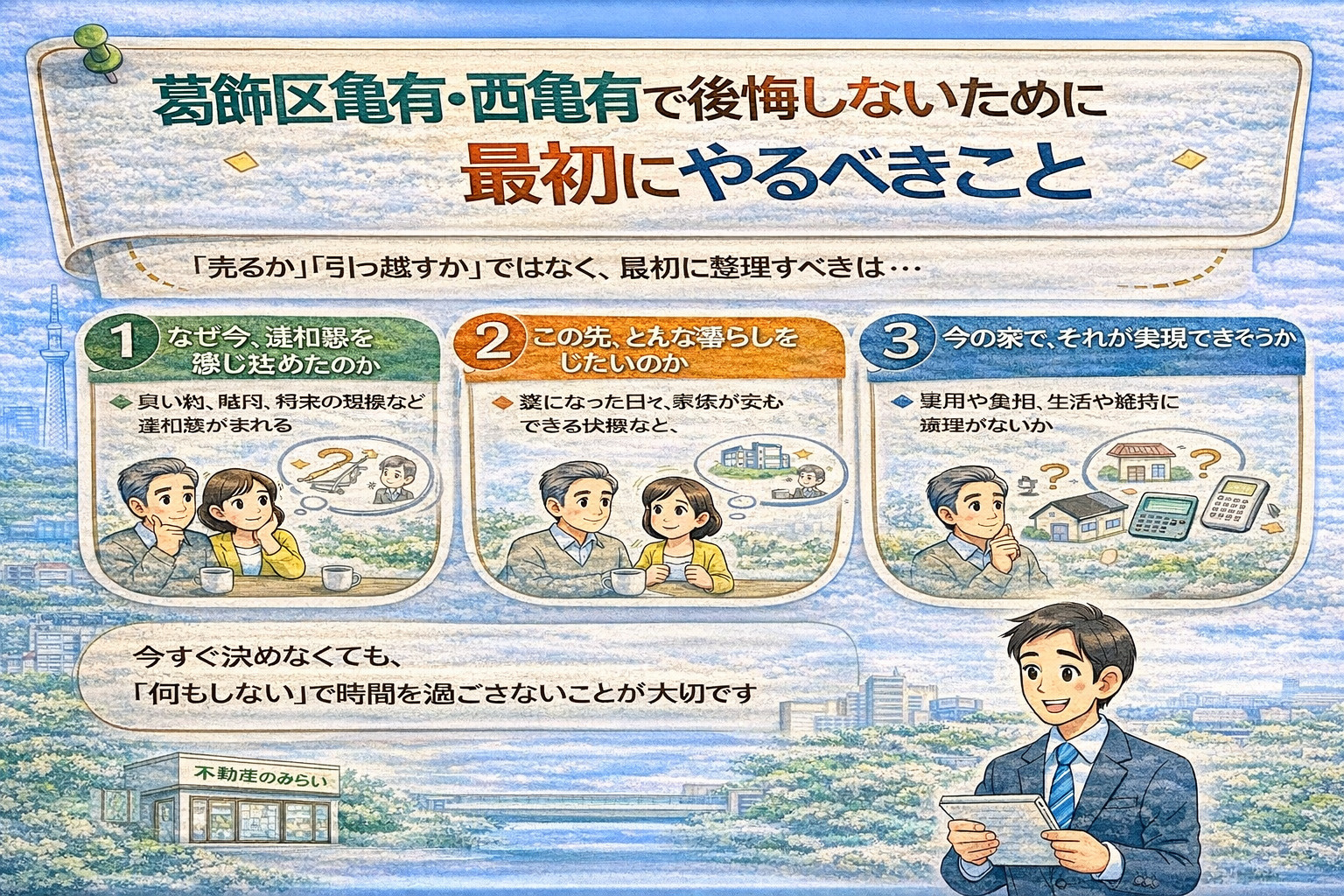 葛飾区亀有・西亀有で後悔しない住み替えの進め方をまとめたイメージ
