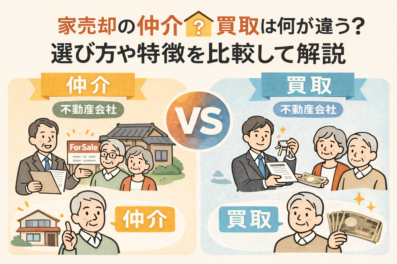 家売却の仲介と買取は何が違う？選び方や特徴を比較して解説の画像