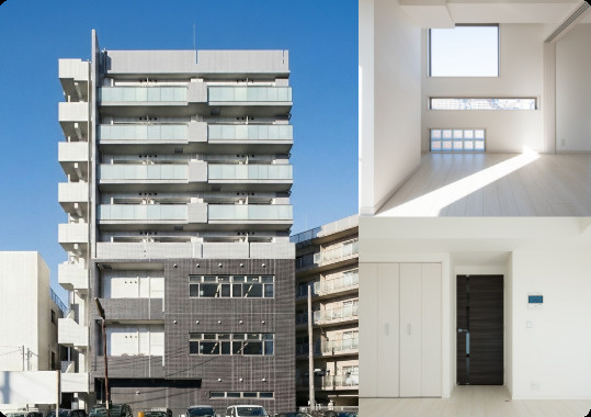 分譲マンションの外観と内装