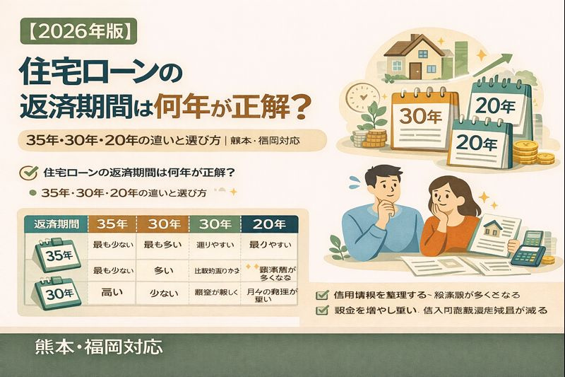【2026年版】住宅ローンの返済期間は何年が正解？35年・30年・20年の違いと選び方｜熊本・福岡対応の画像
