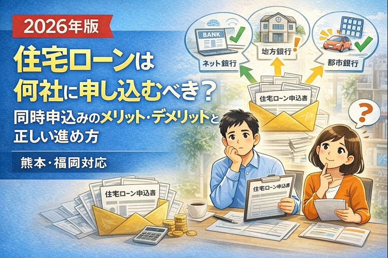 【2026年版】住宅ローンは何社に申し込むべき？同時申込みのメリット・デメリットと正しい進め方｜熊本・福岡対応の画像