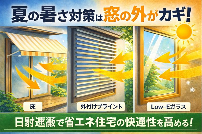 【2026年版】夏の暑さ対策は窓の外がカギ！日射遮蔽で省エネ住宅の快適性を高める方法｜熊本・福岡対応の画像
