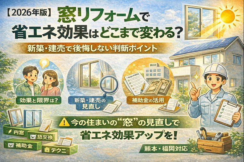 【2026年版】窓リフォームで省エネ効果はどこまで変わる？新築・建売で後悔しない判断ポイント｜熊本・福岡対応の画像