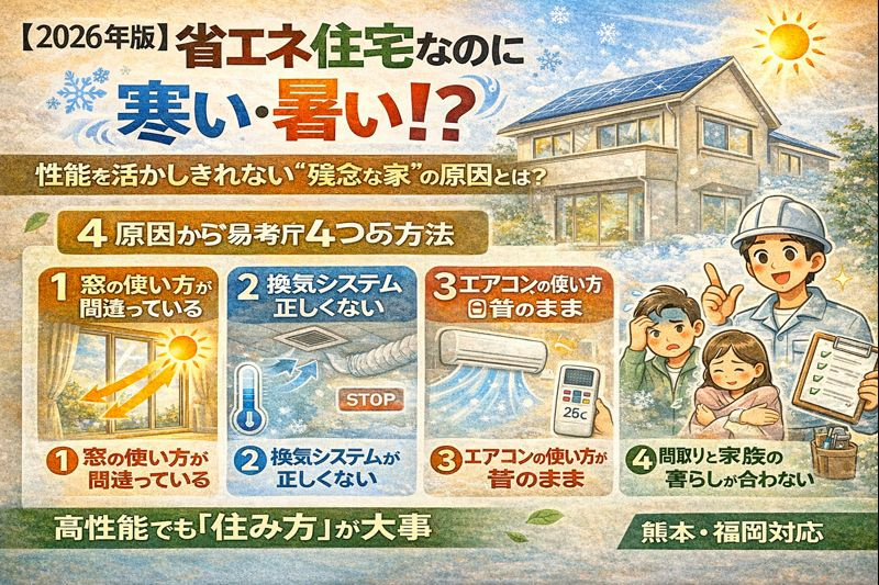 【2026年版】省エネ住宅でも寒い・暑い？「性能を活かしきれない家」に共通する原因とは｜熊本・福岡対応の画像