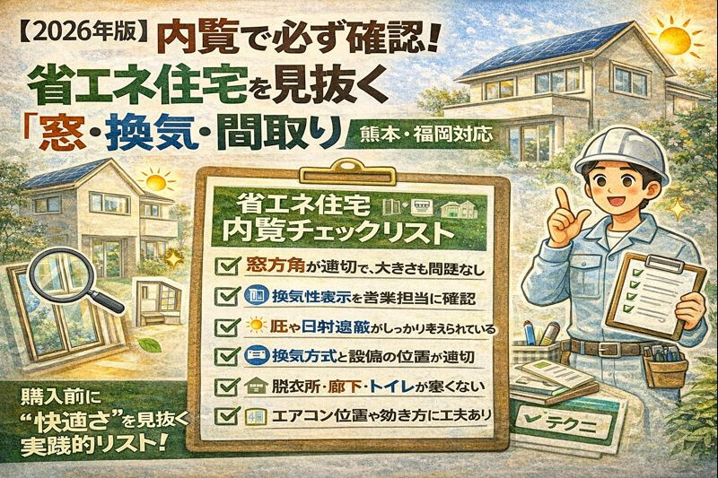 【2026年版】内覧で必ず確認！省エネ住宅を見抜く「窓・換気・間取り」チェックリスト｜熊本・福岡対応の画像