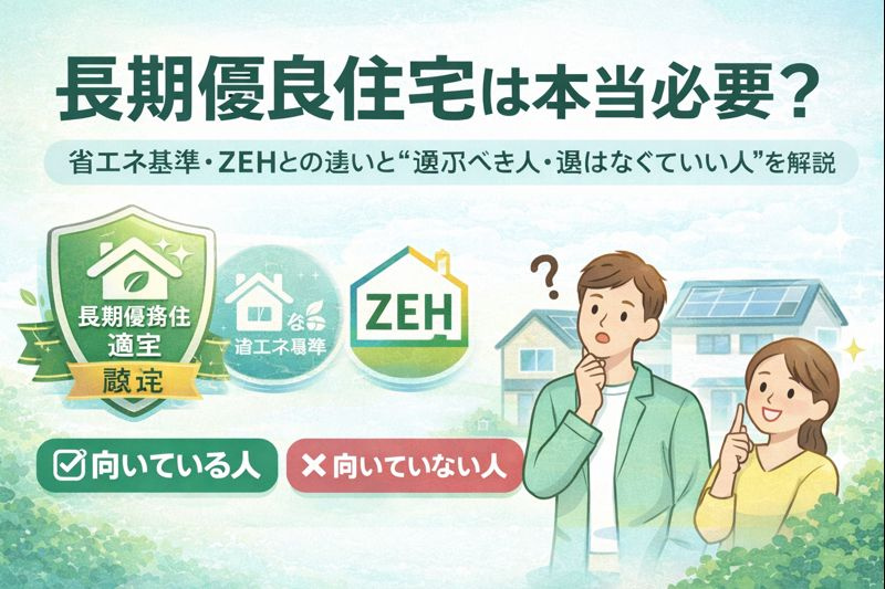 「長期優良住宅は本当に必要？省エネ基準・ZEHとの違いと“選ぶべき人・選ばなくていい人”を解説」の画像