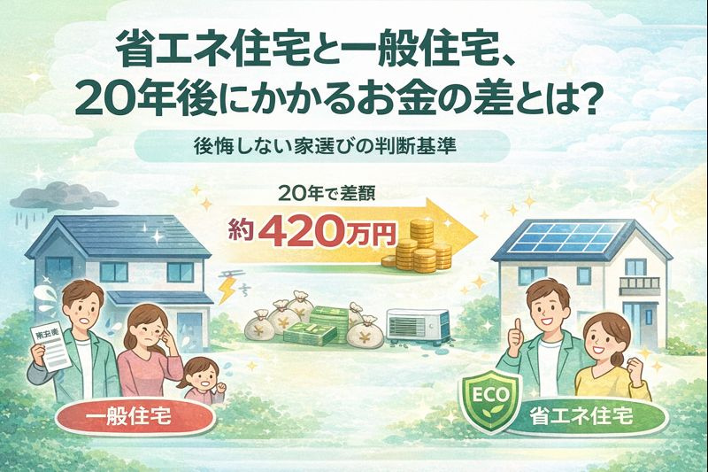 「省エネ住宅と一般住宅、20年後にかかるお金の差とは？後悔しない家選びの判断基準」の画像