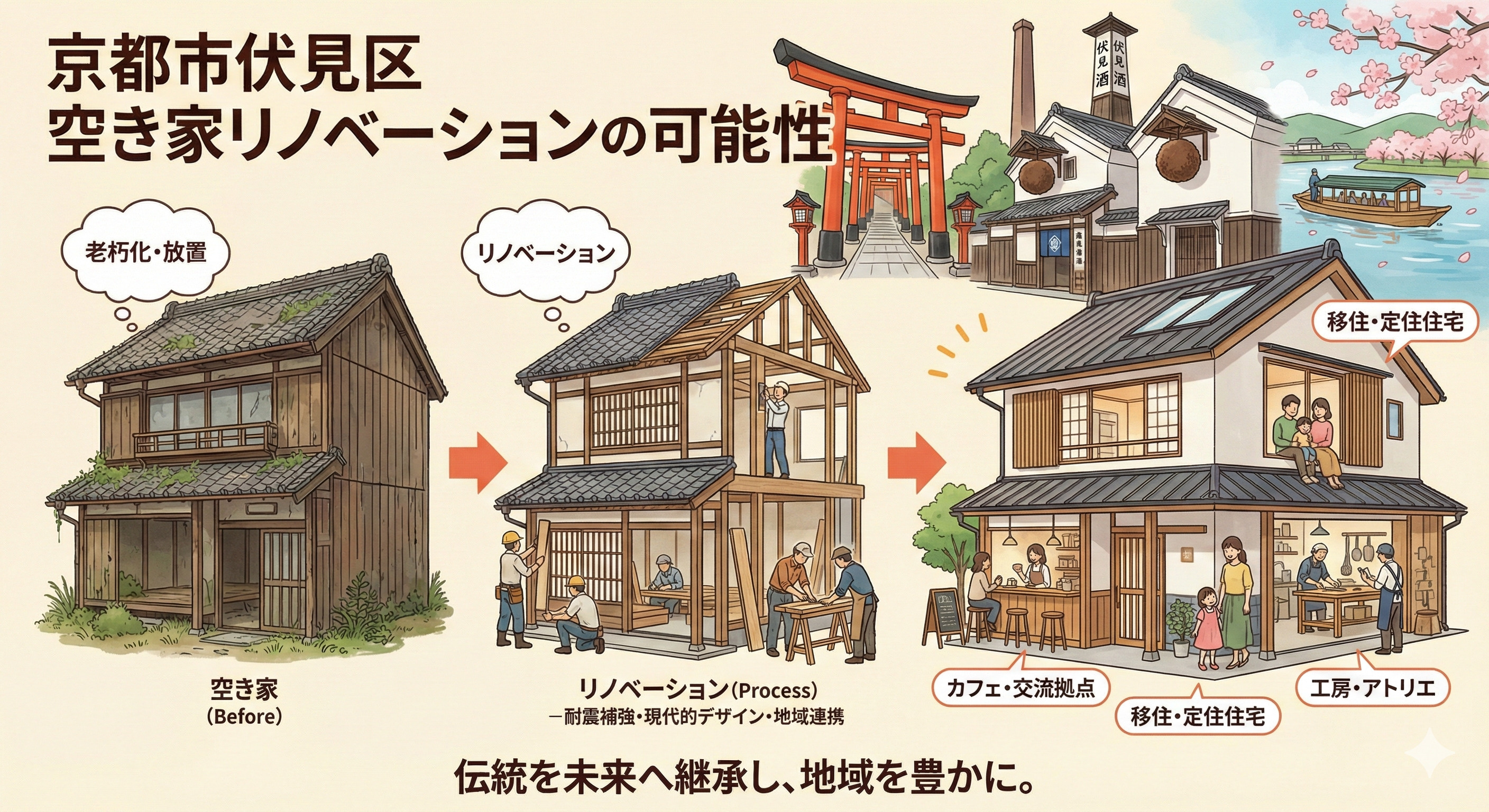 京都市伏見区で空き家リノベーション事例を知りたい方へ！活用や相談先の情報も解説の画像