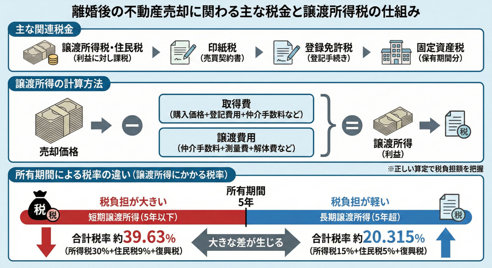 離婚後に不動産を売却する際の税金は？必要な知識と手続きの流れも解説の画像