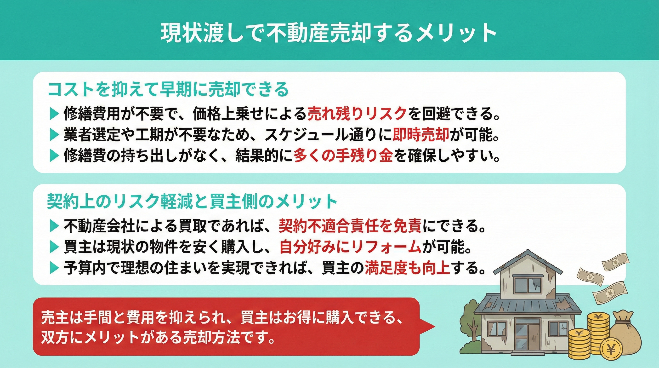 不動産売却における現状渡しとは？メリットとデメリットも解説｜富士見