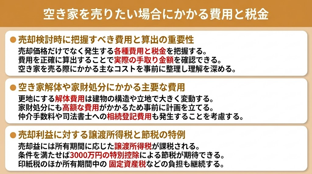 空き家を売りたい場合にかかる費用と税金