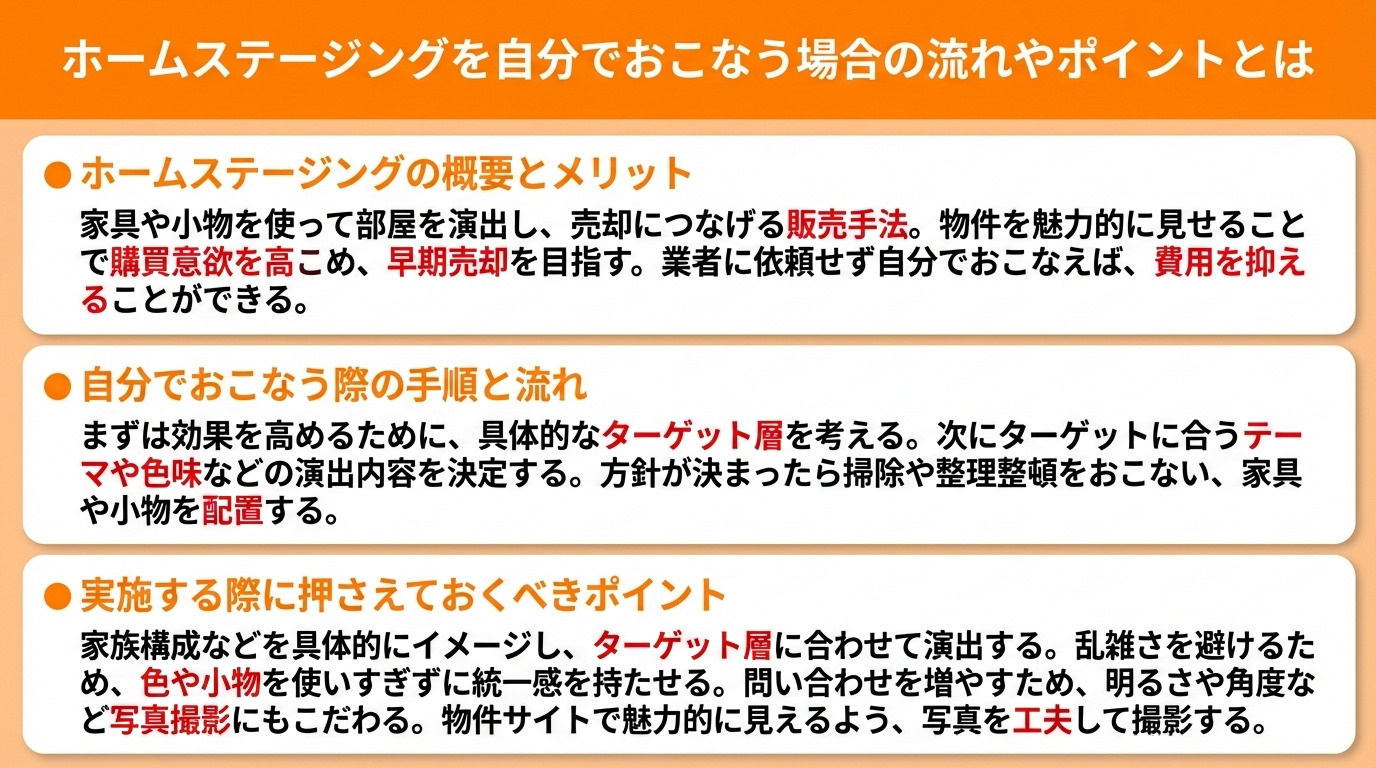 ホームステージングを自分でおこなう場合の流れやポイントとは