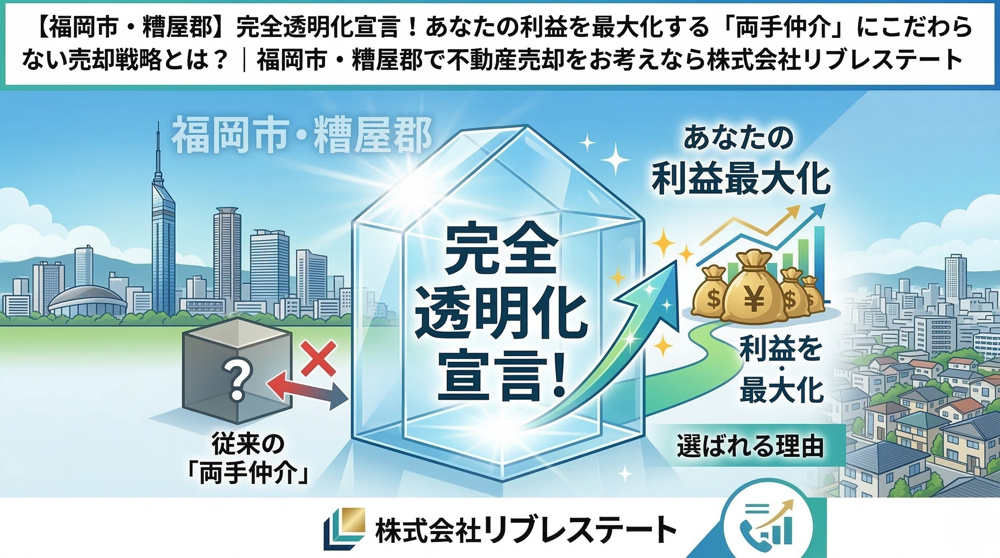 【福岡市・糟屋郡】完全透明化宣言！あなたの利益を最大化する「両手仲介」にこだわらない売却戦略とは？の画像