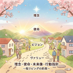桜リビングが大切にしている約束。「理念・使命・未来像」そして12の「行動指針」の画像