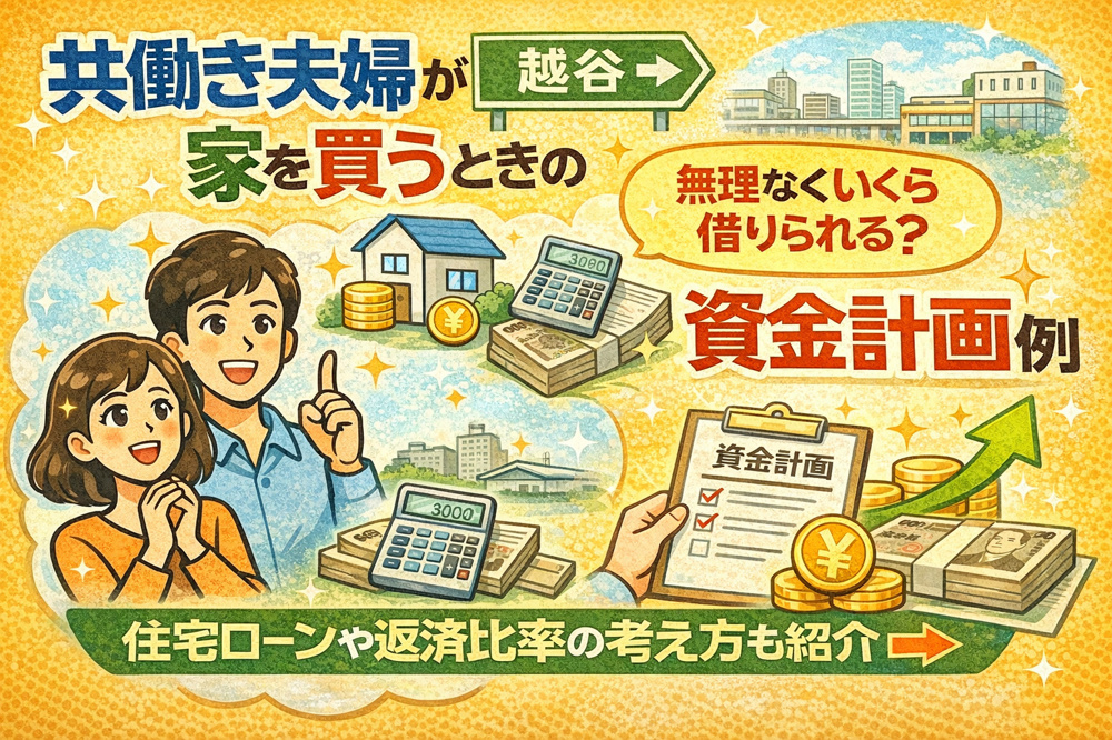 共働き夫婦が越谷で家を買うときの資金計画例は？住宅ローンや返済比率の考え方も紹介の画像