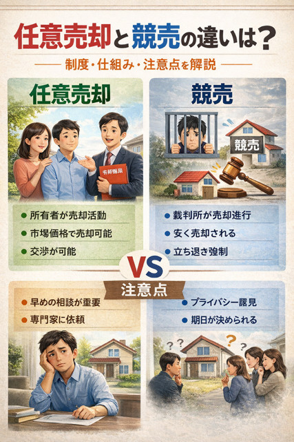 任意売却と競売や差し押さえの違いは？大阪市都島などでの不動産売却を解説の画像