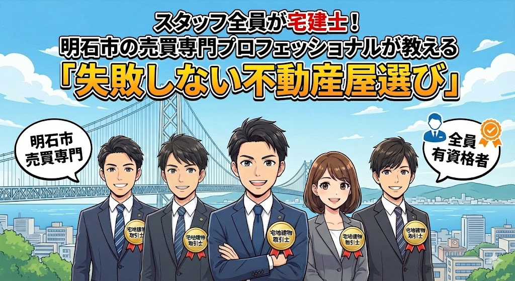 スタッフ全員が宅建士！明石市の売買専門プロフェッショナルが教える「失敗しない不動産屋選び」の画像